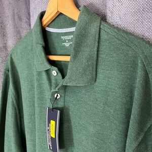 Roundtree & Yorke Mens XL Green Heather Long Sleeve Polo Shirt New with Tags